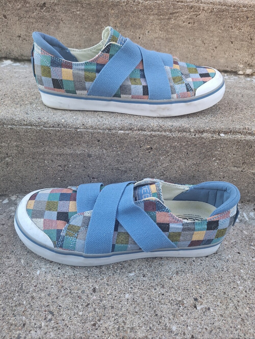 Keen Elsa Multicolor Patchwork Woven Elastic Strap Slip On Sneakers Size 11